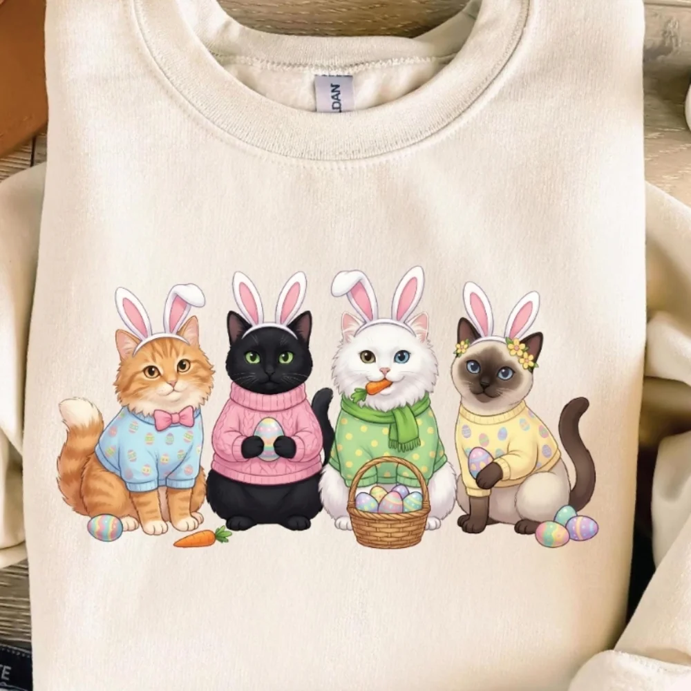 Cute Cat Sweatshirt with Bunny Design